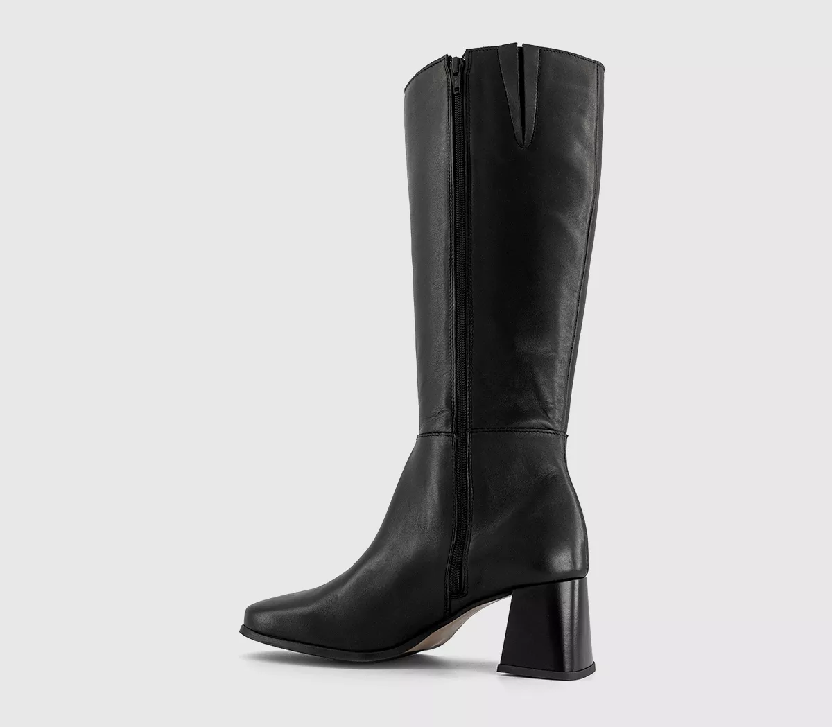 Womens OFFICE Krista Block Heel Knee High Boots Black Leather - Image 3